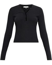FRAME - Button Ribbed Top - Lyst