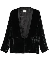 forte_forte - Crushed-Velvet Satin-Lapel Blazer - Lyst
