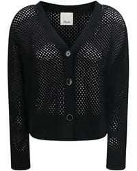 Allude - Button Mesh V-Neck Cardigan - Lyst