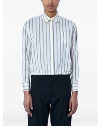 Moncler - Striped Cotton & Silk Long Sleeve Shirt - Lyst