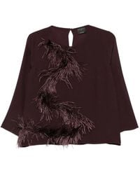 Antonelli - Haut Bordé De Plumes À Manches Longues - Lyst