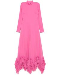 ROTATE BIRGER CHRISTENSEN - Ruffles Chiffon Maxi Dress - Lyst
