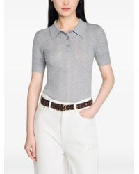 Sandro - Pointelle Polo-Neck Wool Sweater - Lyst