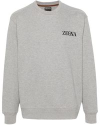 ZEGNA - T-Shirt En Coton À Logo En Caoutchouc - Lyst