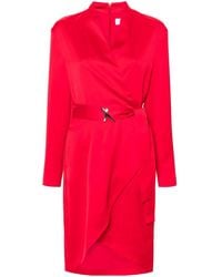 Genny - Belted Wrap Midi Dress - Lyst