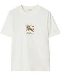 Burberry - T-Shirt À Fleurs Brodées - Lyst