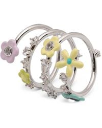 YVMIN - Kristallverzierter Ring Mit Blumemotiv - Lyst