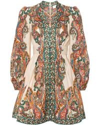 Zimmermann - Paisley Print Linen Mini Dress - Lyst