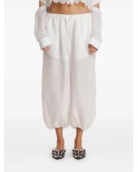 Pink - Leinenhose mit Kordelzug - Lyst