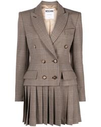 Moschino - Pleat-Detail Double-Breasted Blazer - Lyst