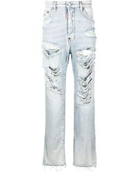 DSquared² - Ripped Low-rise Straight-leg Jeans - Lyst