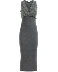 Brunello Cucinelli - Dress With Dazzling Lace Embroidery - Lyst