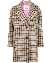 MSGM - Bouclé Single-breasted Coat - Lyst