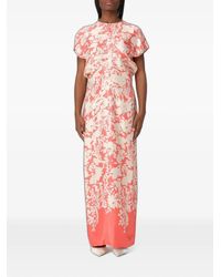 Agnona - Floral-Print Silk Maxi Dress - Lyst