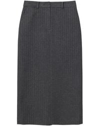 DUNST - Pinstriped Back-Slit Midi Skirt - Lyst