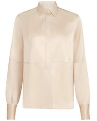 Brunello Cucinelli - Stretch Silk Satin Shirt With Monili - Lyst