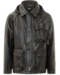 C.P. Company - Hooded Medium Leather Jacket - Lyst