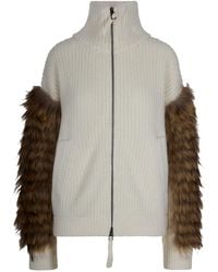 P.A.R.O.S.H. - Chaqueta de lana con ribete de pelo en la capucha - Lyst