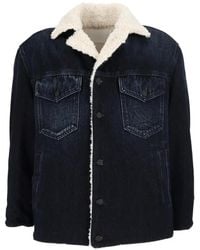 Dondup - Shearling-Collar Denim Jacket - Lyst