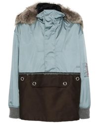 Marni - Nylon Half-Zip Jacket With Fur Collar - Lyst