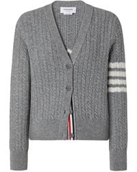 Thom Browne - Merino-Wool 4-Bar Anchor-Intarsia Cardigan - Lyst