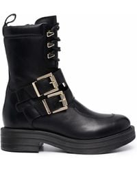Love Moschino - Buckle-Fastening Combat Boots - Lyst
