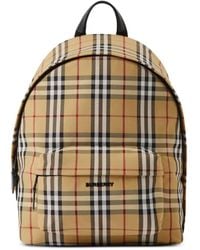 Burberry - Karierter Rucksack Mit Logo-Schild - Lyst