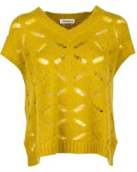 Kangra - Distressed-Knit V-Neck Sweater - Lyst