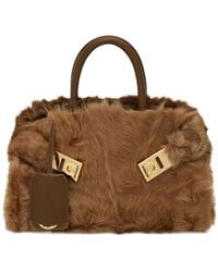 Ferragamo - Mini Hug Shearling Buckle Cross Body Bag - Lyst
