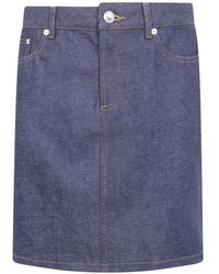A.P.C. - Contrast-Stitched Mini Skirt - Lyst