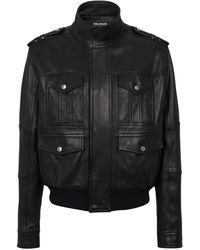 Balmain - Leather Bomber Jacket - Lyst