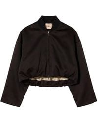 Plan C - Cropped Zip-Up Bomber Jacket - Lyst