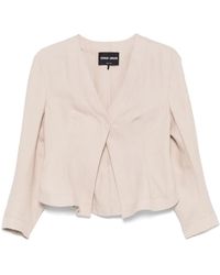 Giorgio Armani - Cropped Sand Jacket With Concealed Fastening And Rear Vent - Lyst