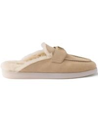 Prada - Mules En Daim Et Peau Lainée - Lyst