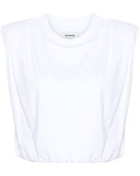 Sandro - Logo-embroidered Jersey Crop Top - Lyst