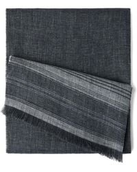 Brunello Cucinelli - Embroidered-Detail Striped Linen Scarf - Lyst