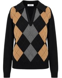 Jucca - Argyle-Intarsia Collar Sweater - Lyst