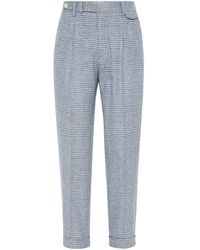 Brunello Cucinelli - Check-Print Tailored Trousers - Lyst