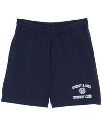 Sporty & Rich - Logo-Print Cotton Shorts - Lyst