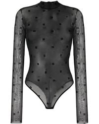 Givenchy - Logo-Print Mesh Bodysuit - Lyst