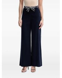Benetton - Striped-Belt Wide-Leg Trousers - Lyst