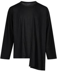 Yohji Yamamoto - Asymmetric Button-Up Long-Sleeve T-Shirt - Lyst
