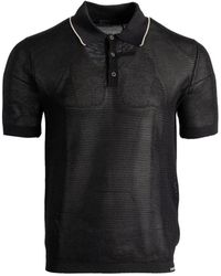 Prada - Contrast-Trim Mesh Polo Shirt - Lyst