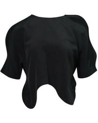 Pushbutton - Kurzärmelige Bluse Mit Gewelltem Saum - Lyst