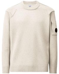 C.P. Company - Lambswool Lens Crewneck Contrast Sweater - Lyst
