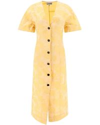 Ganni - Midi-Jurk Met Jacquard - Lyst