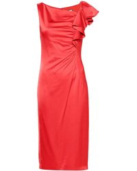 Nissa - Draped-Detailing Satin Midi Dress - Lyst