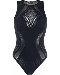 Alberta Ferretti X Wolford Open-knit Bodysuit - Black