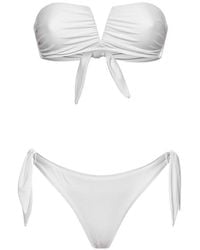 ME FUI - Ruched Tie-Fastening Bikini - Lyst