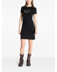 EA7 - Crew Neck Logo-Detail Mini Dress - Lyst